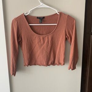 Forever 21 brown cropped long sleeve Size M